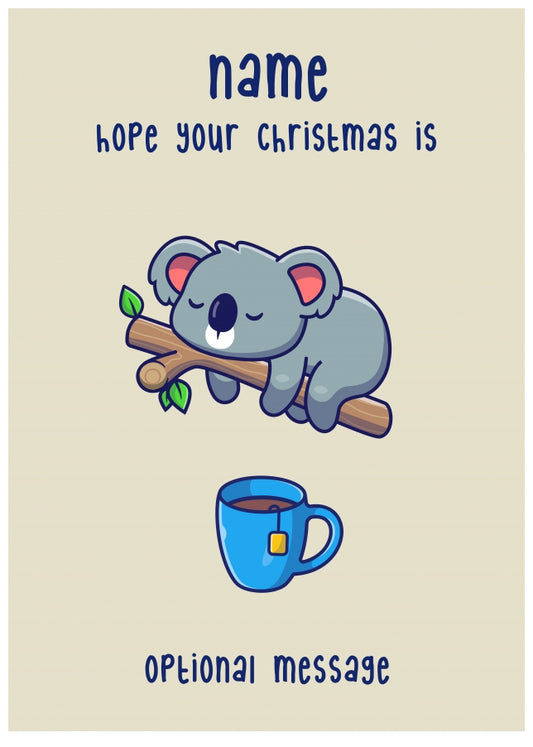 Personalised Koala Tea Christmas Card