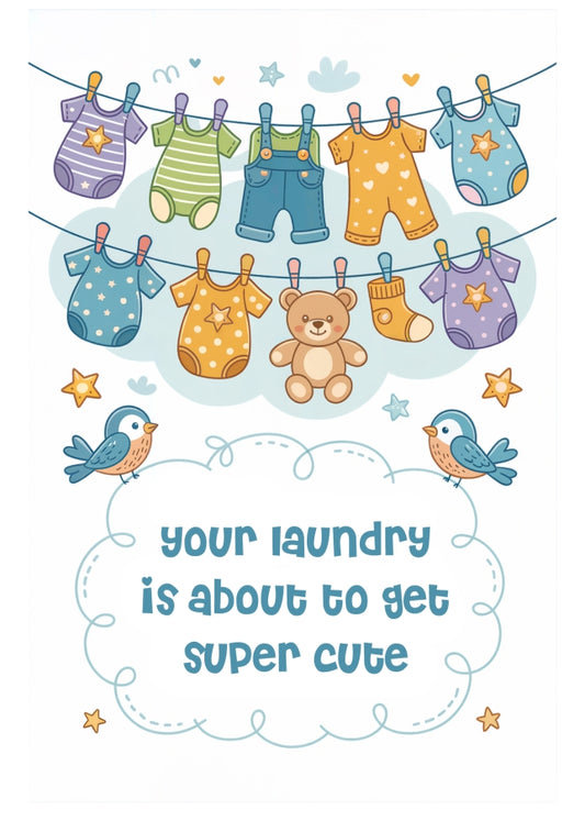 New Baby Greeting Card - Laundry About to Get Super Cute