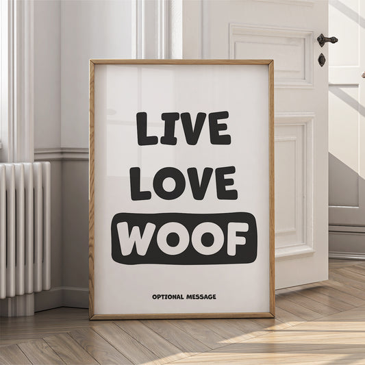 Personalised Family Wall Art Print - Live Love Woof