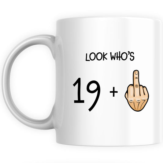 Personalised 20th Birthday Mug for Him or Her - "Look Who's 19 Plus 1"