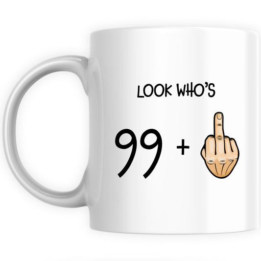 Personalised 100th Birthday Mug for Him or Her - "Look Who's 99 Plus 1"