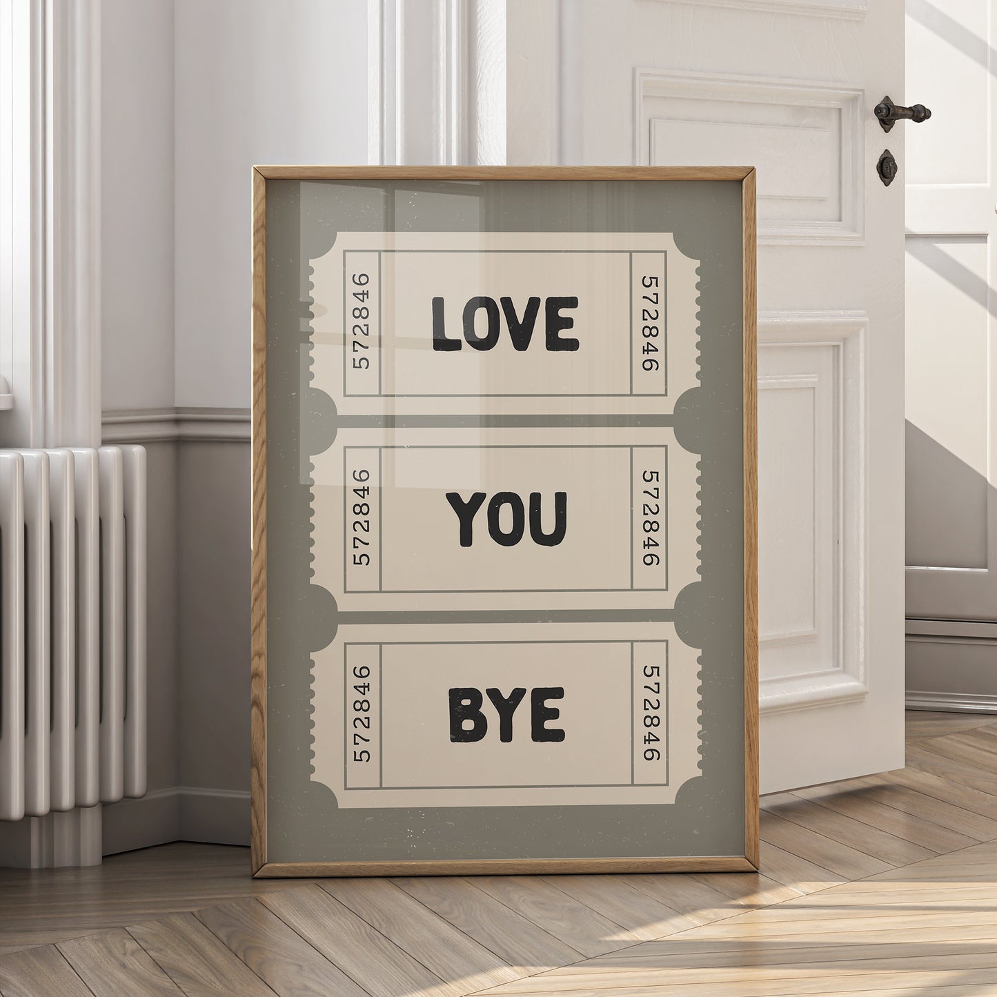 Love You Bye Print - Retro Ticket - Digital Download