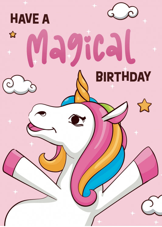 Girls Unicorn Birthday Card 6 Year Old Girl - 4th 5th 6th 7th 8th 9th 10th Bday