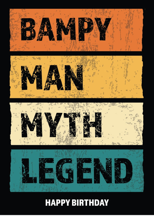 Funny Bampy Birthday Cards - Man Myth Legend - Happy Birthday Card