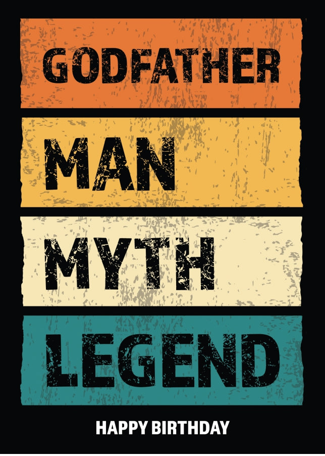 Funny Godfather Birthday Cards - Man Myth Legend - Happy Birthday Card