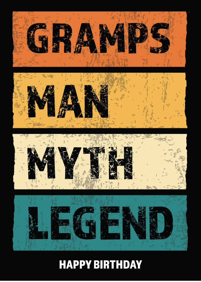 Funny Gramps Birthday Cards - Man Myth Legend - Happy Birthday Card