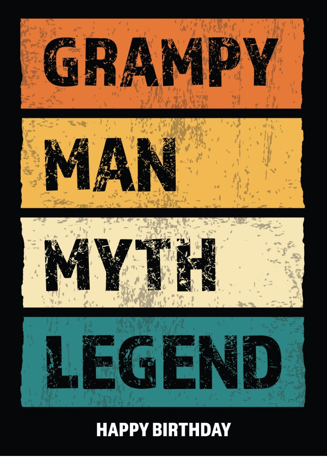 Funny Grampy Birthday Cards - Man Myth Legend - Happy Birthday Card