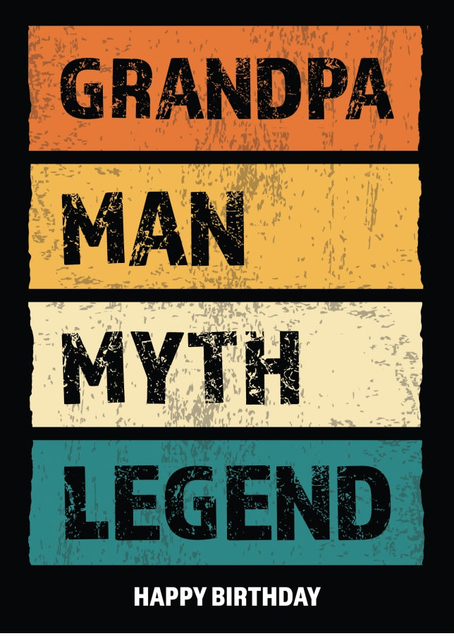 Funny Grandpa Birthday Cards - Man Myth Legend - Happy Birthday Card