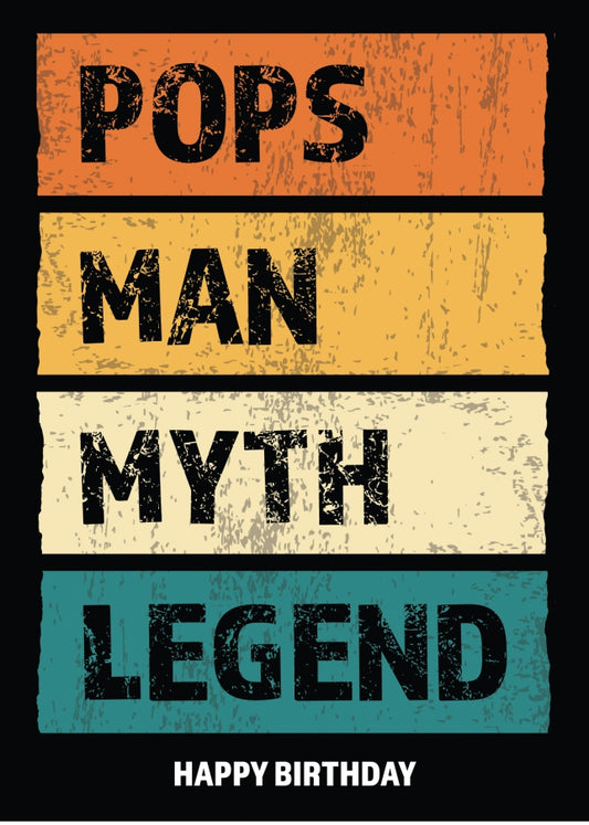 Funny Pops Birthday Cards - Man Myth Legend - Happy Birthday Card