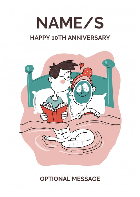 Married Couple 10th Wedding Anniversary Card for Couples