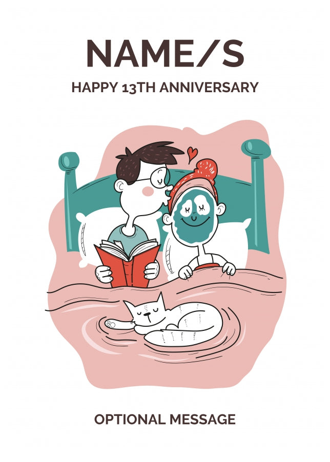 Married Couple 13th Wedding Anniversary Card for Couples