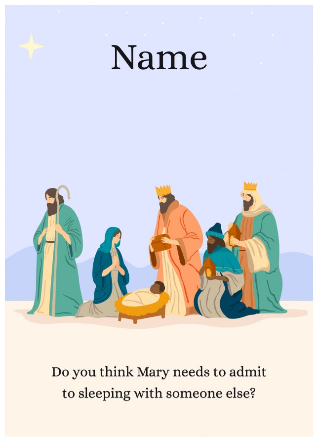 Funny Christmas Cards - Mary needs to admit sleeping with someone else!