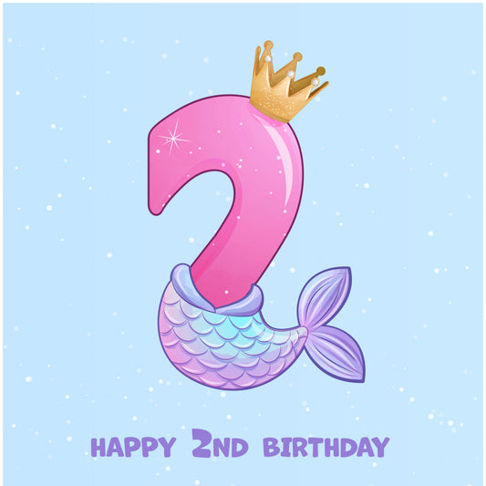 2nd Birthday Card for Girl - Mermaid