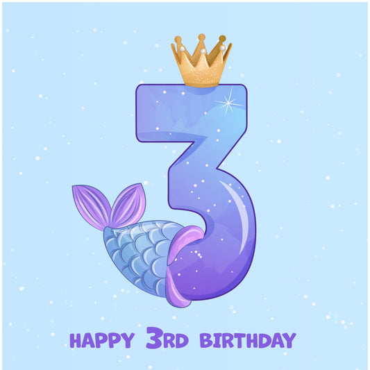 3rd Birthday Card for Girl - Mermaid