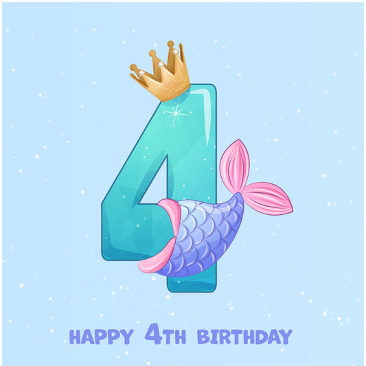 4th Birthday Card for Girl - Mermaid