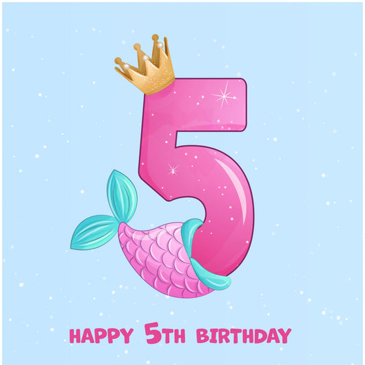 5th Birthday Card for Girl - Mermaid