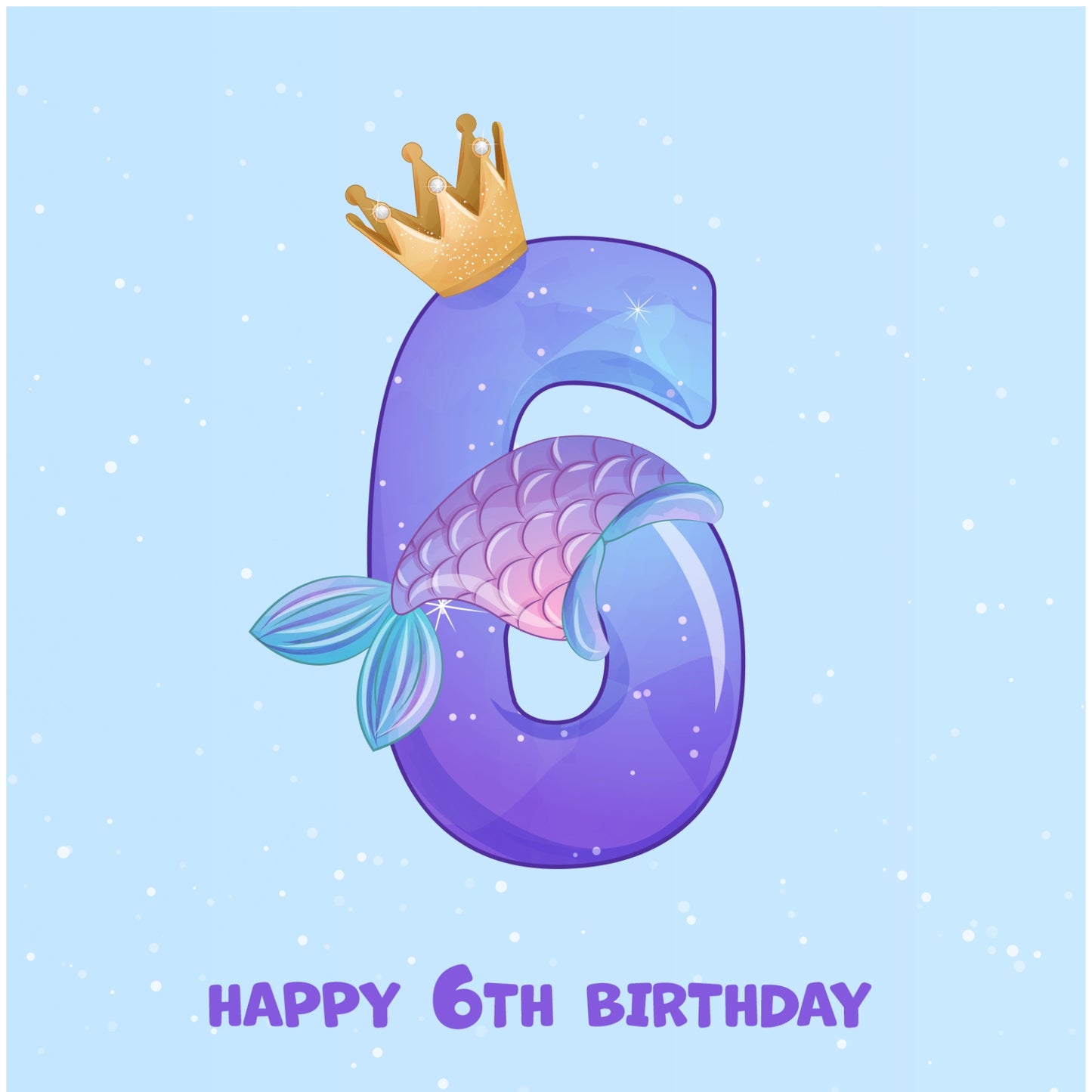 6th Birthday Card for Girl - Mermaid