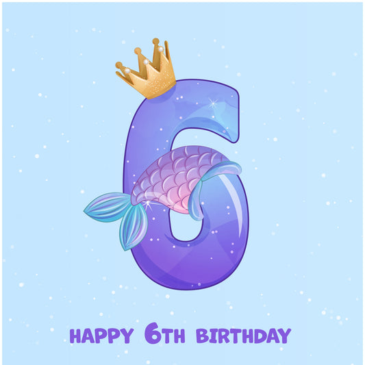 6th Birthday Card for Girl - Mermaid
