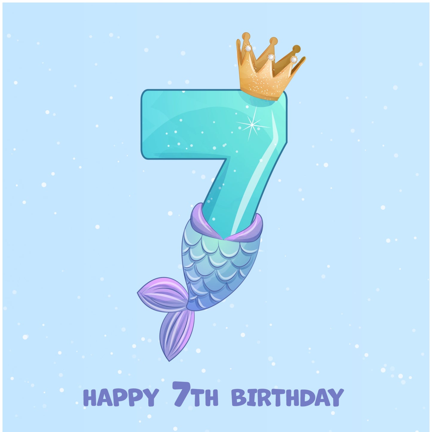 7th Birthday Card for Girl - Mermaid