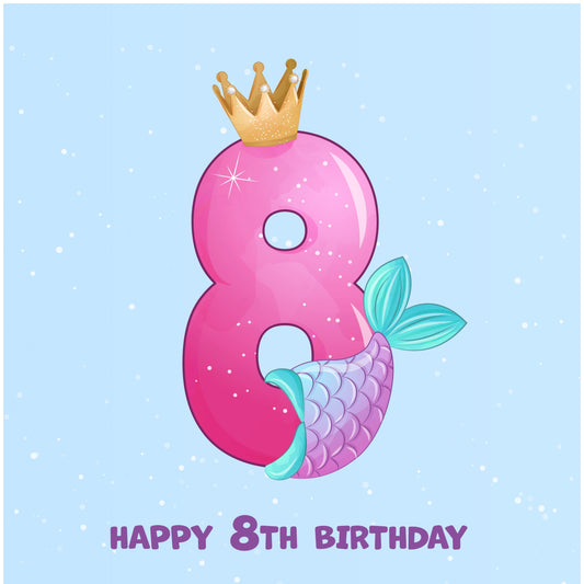 8th Birthday Card for Girl - Mermaid