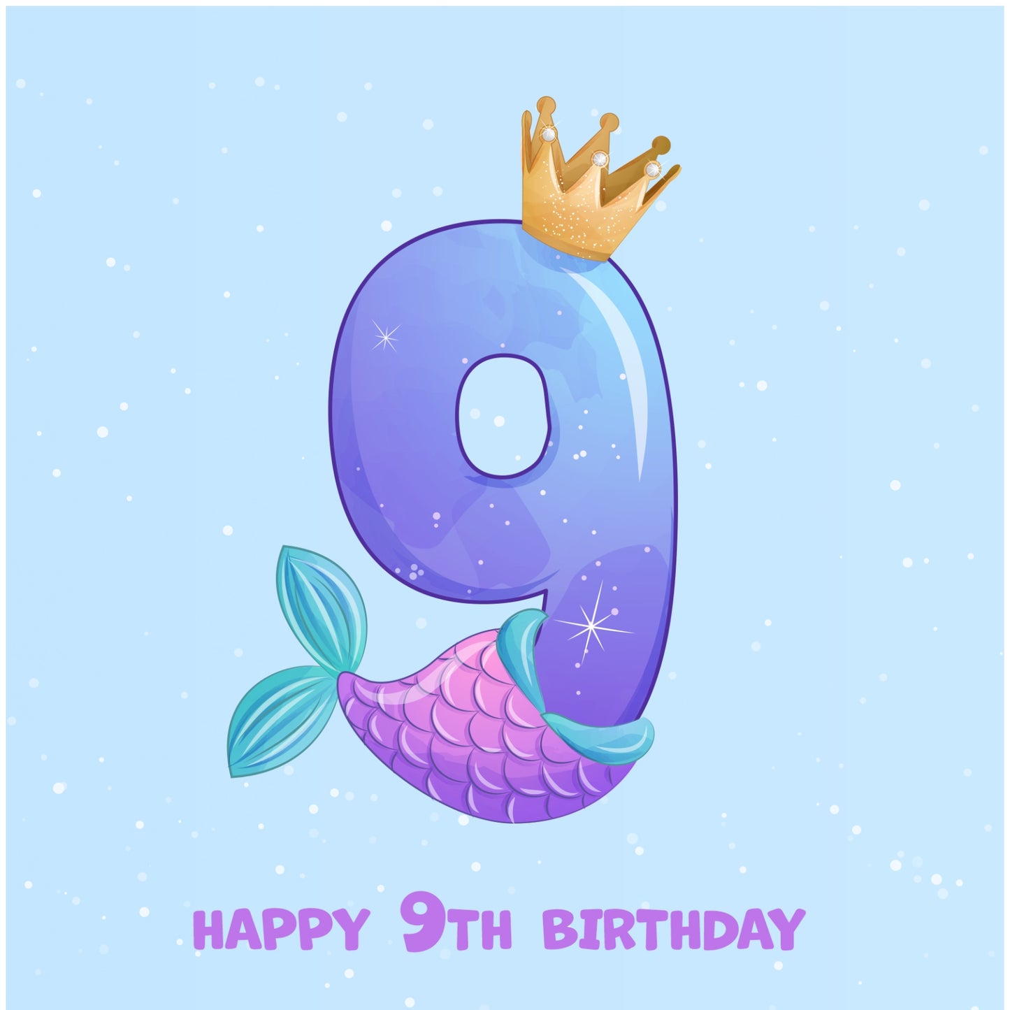 9th Birthday Card for Girl - Mermaid