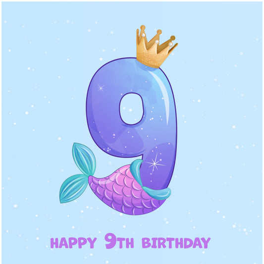 9th Birthday Card for Girl - Mermaid