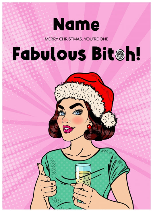 Adult Merry Christmas Card for Her, Wife, Friend - Fabulous B*tch!