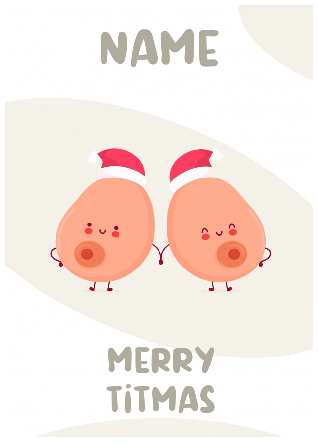 Rude Christmas Card for Her, Wife, Friend - Merry Titmas!