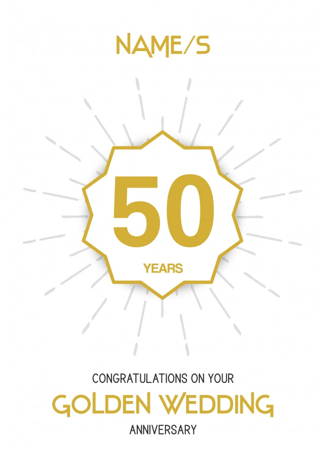 Golden Wedding Anniversary Card for 50th Wedding Anniversary