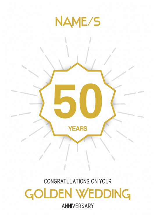 Golden Wedding Anniversary Card for 50th Wedding Anniversary