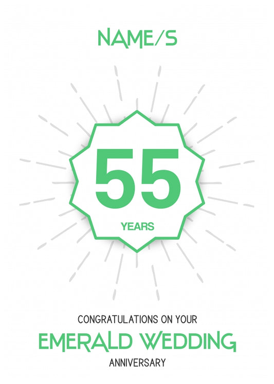 Emerald Wedding Anniversary Card for 55th Wedding Anniversary