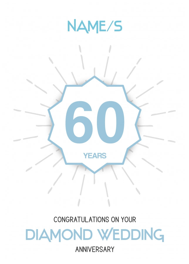 Diamond Wedding Anniversary Card for 60th Wedding Anniversary