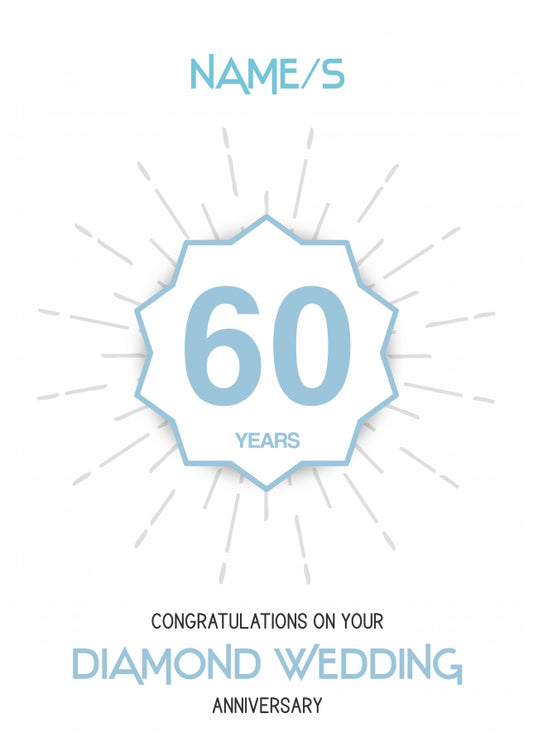 Diamond Wedding Anniversary Card for 60th Wedding Anniversary