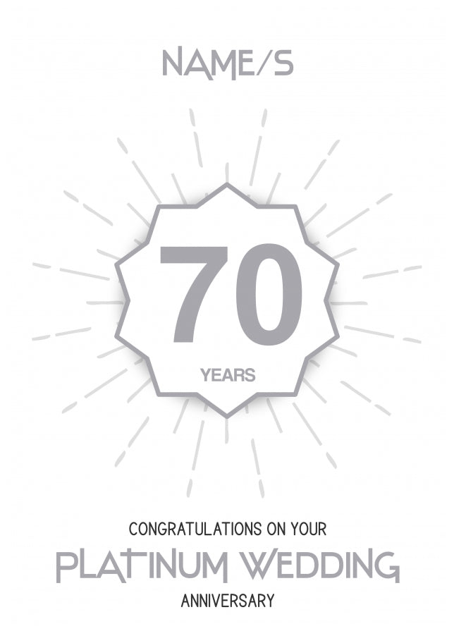 Platinum Sapphire Wedding Anniversary Card for 70th Wedding Anniversary