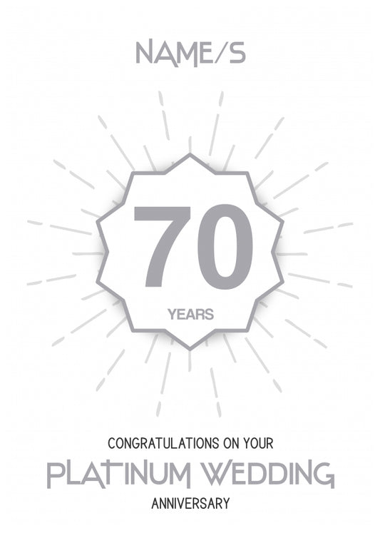 Platinum Sapphire Wedding Anniversary Card for 70th Wedding Anniversary