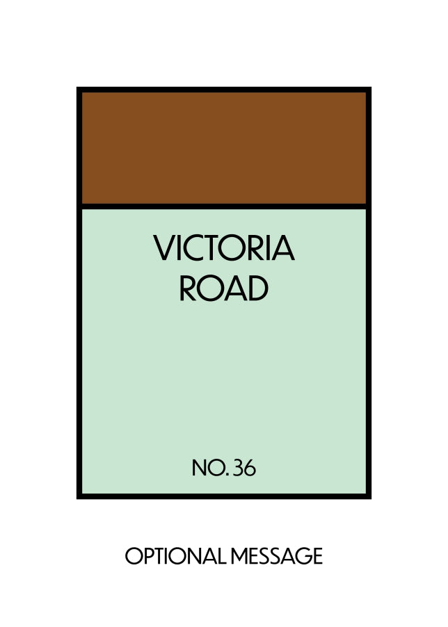 New Home Card for Housewarming - Monopoly Style Greetings Card (Brown)