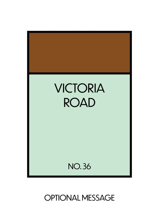 New Home Card for Housewarming - Monopoly Style Greetings Card (Brown)