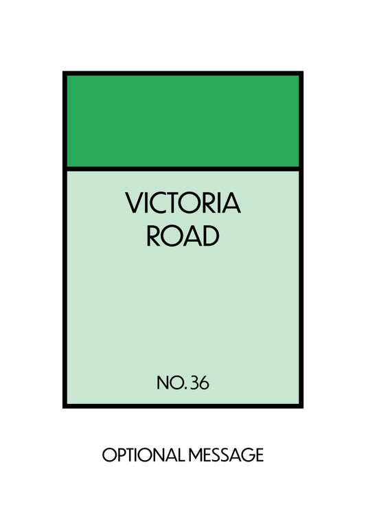 New Home Card for Housewarming - Monopoly Style Greetings Card (Green)