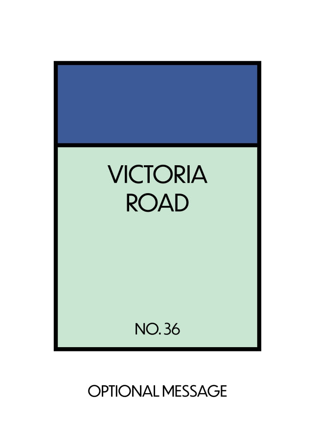 New Home Card for Housewarming - Monopoly Style Greetings Card (Purple)