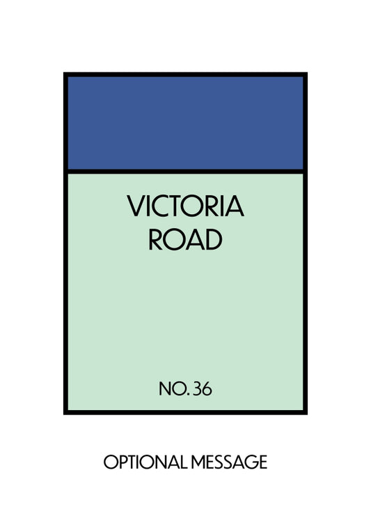 New Home Card for Housewarming - Monopoly Style Greetings Card (Purple)