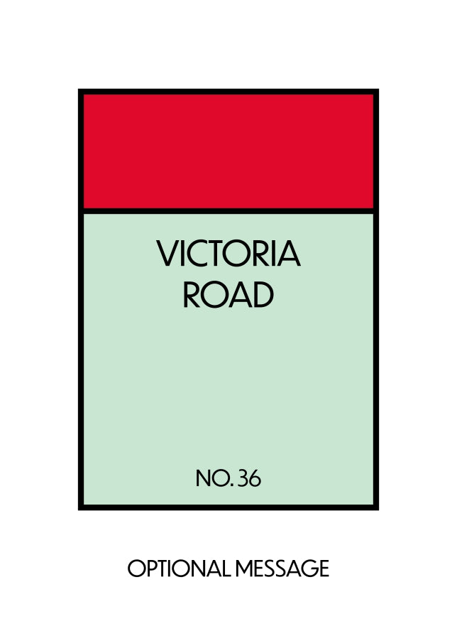 New Home Card for Housewarming - Monopoly Style Greetings Card (Red)