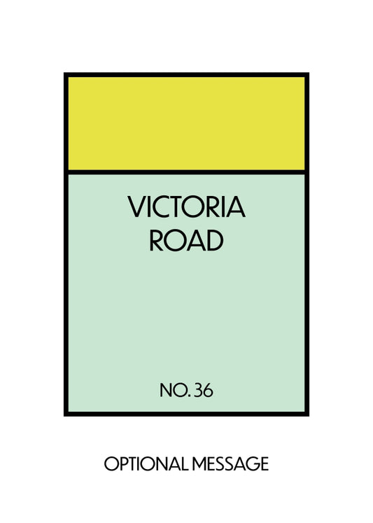 New Home Card for Housewarming - Monopoly Style Greetings Card (Yellow)