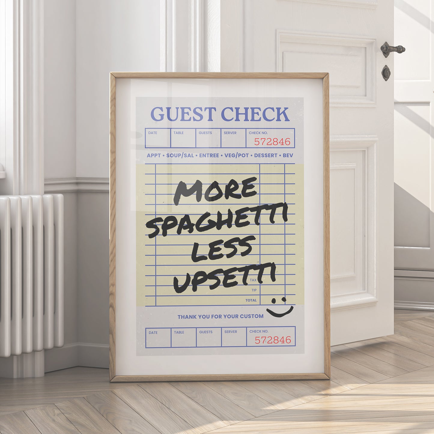 More Spaghetti Less Upsetti Print - Guest Check - Digital Download