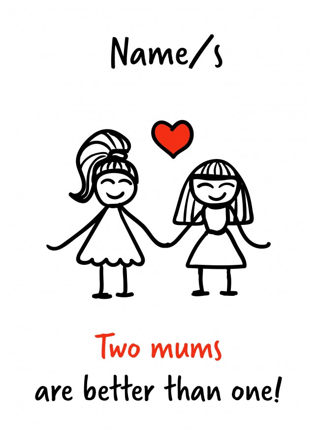 Personalised Mother's Day Card for 2 Mums Better than 1! Lesbian Mum Card