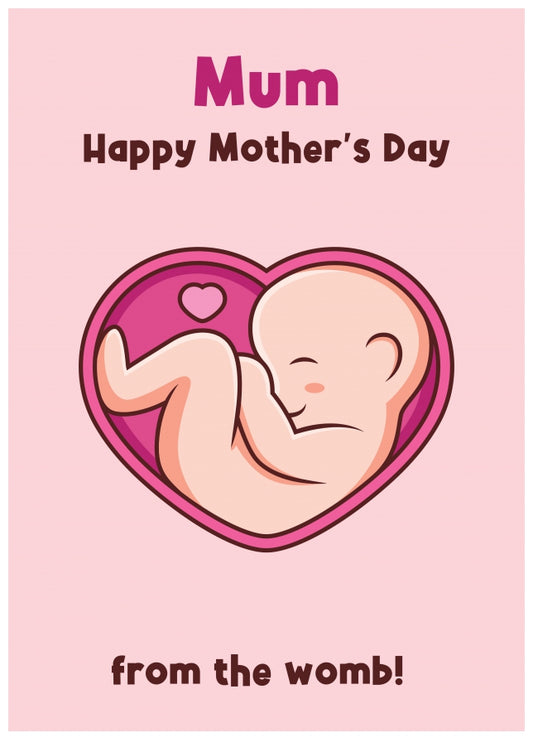 Happy Mother's Day Card from the Womb - Cute Card for Pregnant Expecting Mum Wife