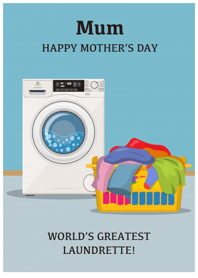 World's Greatest Laundrette Funny Mother's Day Card for Mum