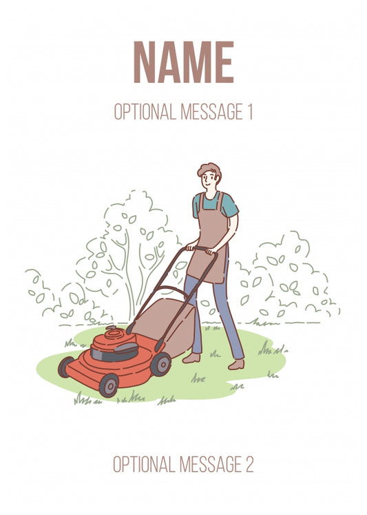 New Home Card for Friends - Mowing the Lawn