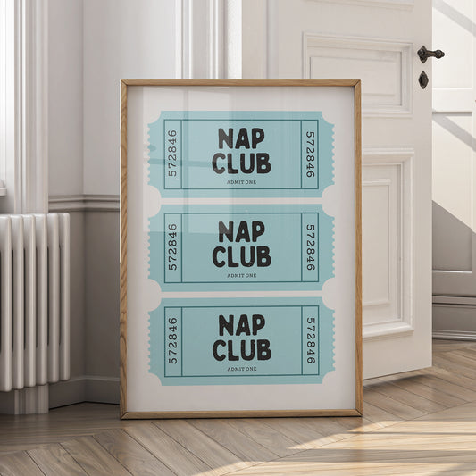 Nap Club Print - Retro Ticket - Digital Download