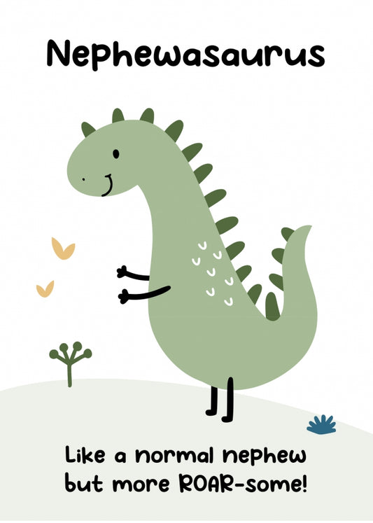 Nephew Birthday Card from Uncle or Auntie - Nephewasaurus Dinosaur Card