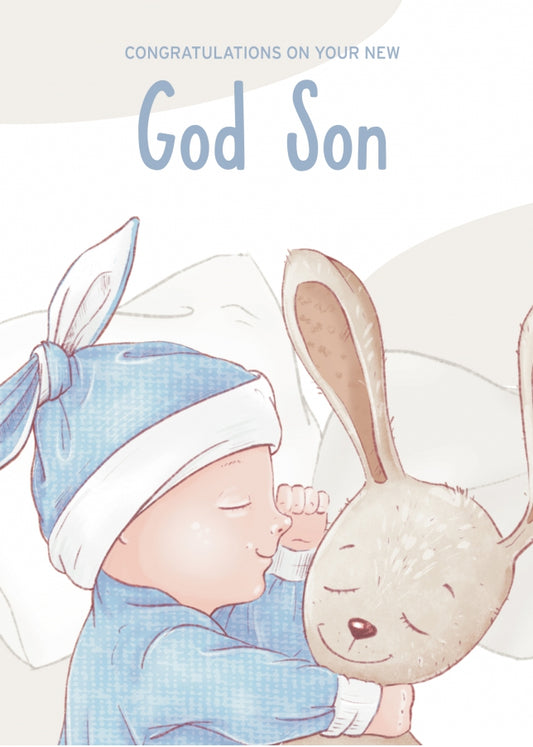 Congratulations New God Son Card - God Parents Cards for New Baby Boy 